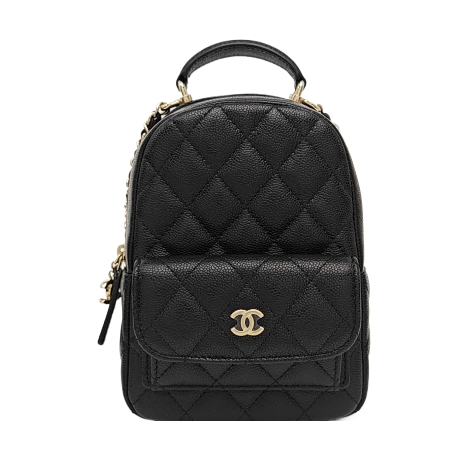 Quilted Grained Calfskin Backpack Mini Black