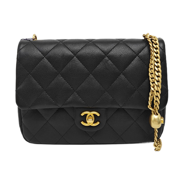 23P Large Quilted Grained Calfskin Black