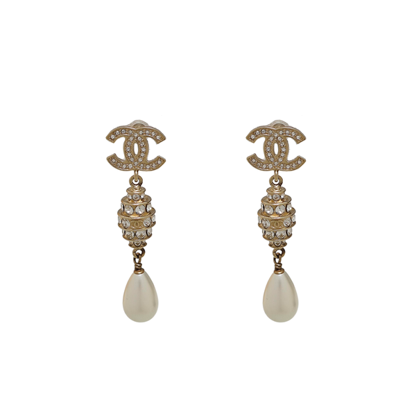CC Logo Metal Gold Stud Earrings