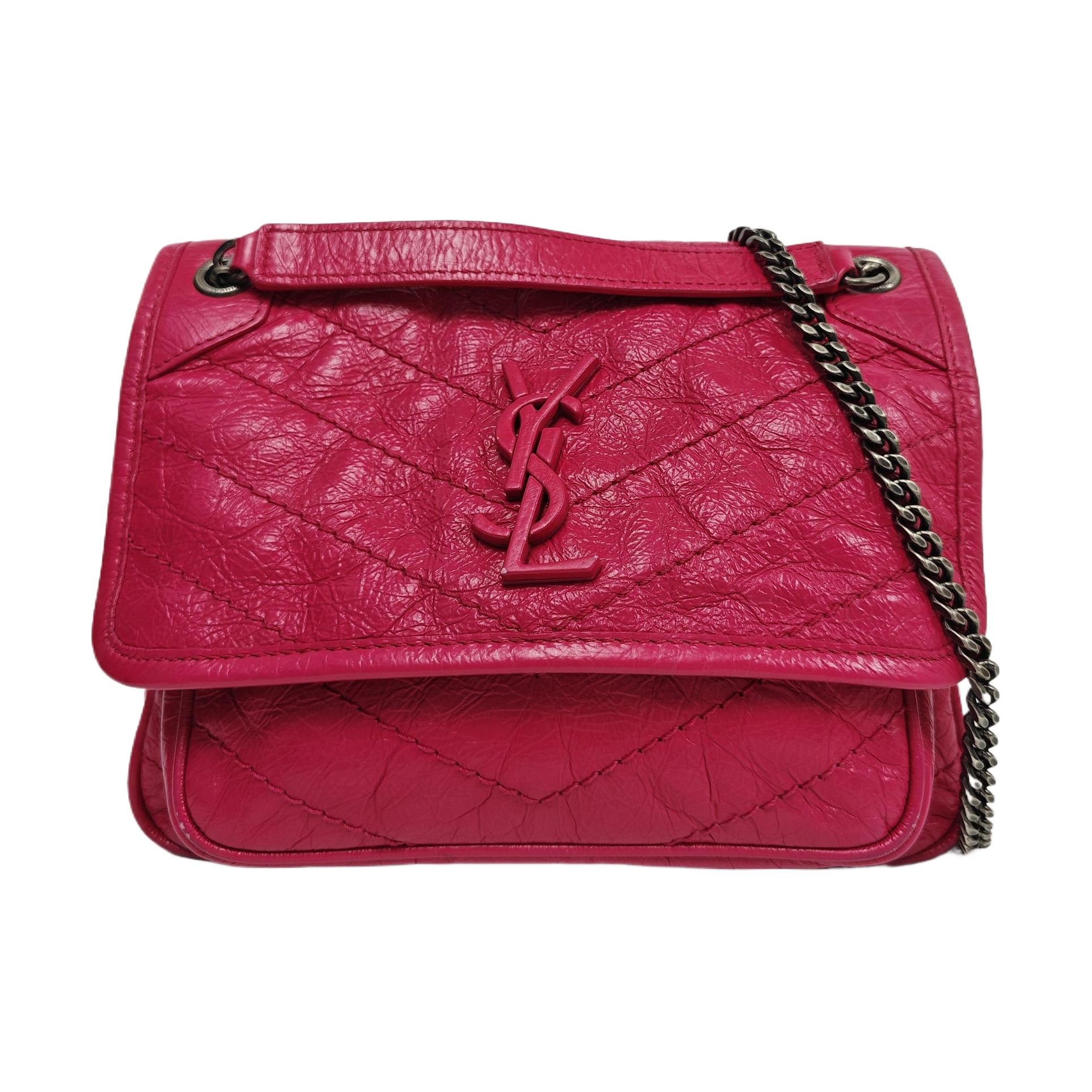 NIKI Small Chevron Calfskin Red