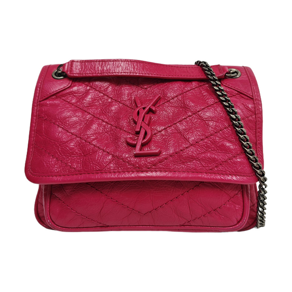 NIKI Small Chevron Calfskin Red
