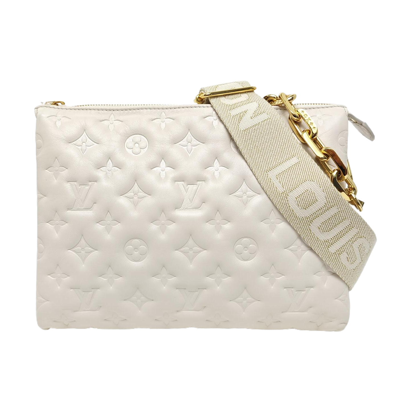 COUSSIN PM Monogram Calfskin White