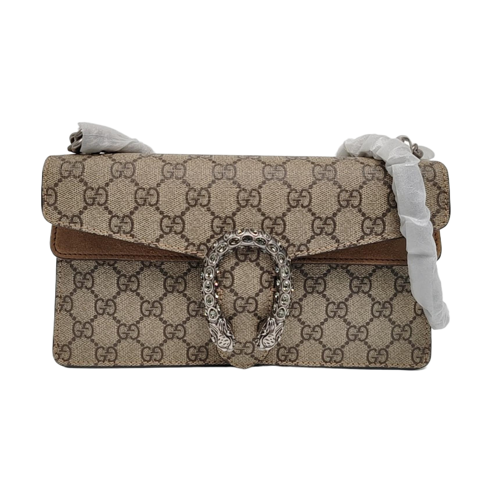Dionysus Small Monogram Coated Canvas Beige