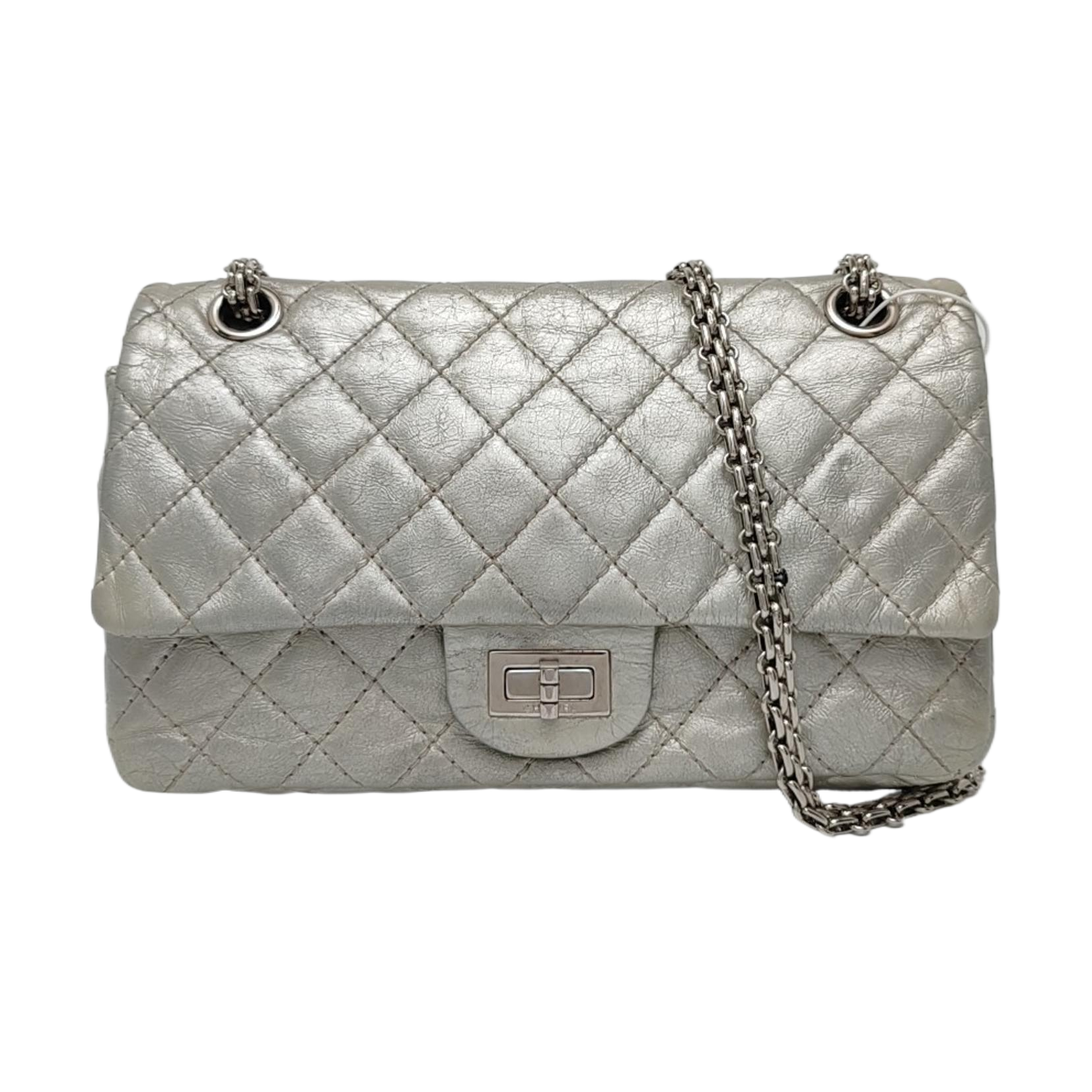 Authenticated pre-owned  2.55 225 (small) Quilted Calfskin Silver - Crossbody Bag at Looply