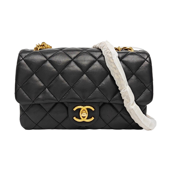 Quilted Lambskin Shoulder Bag Small Black