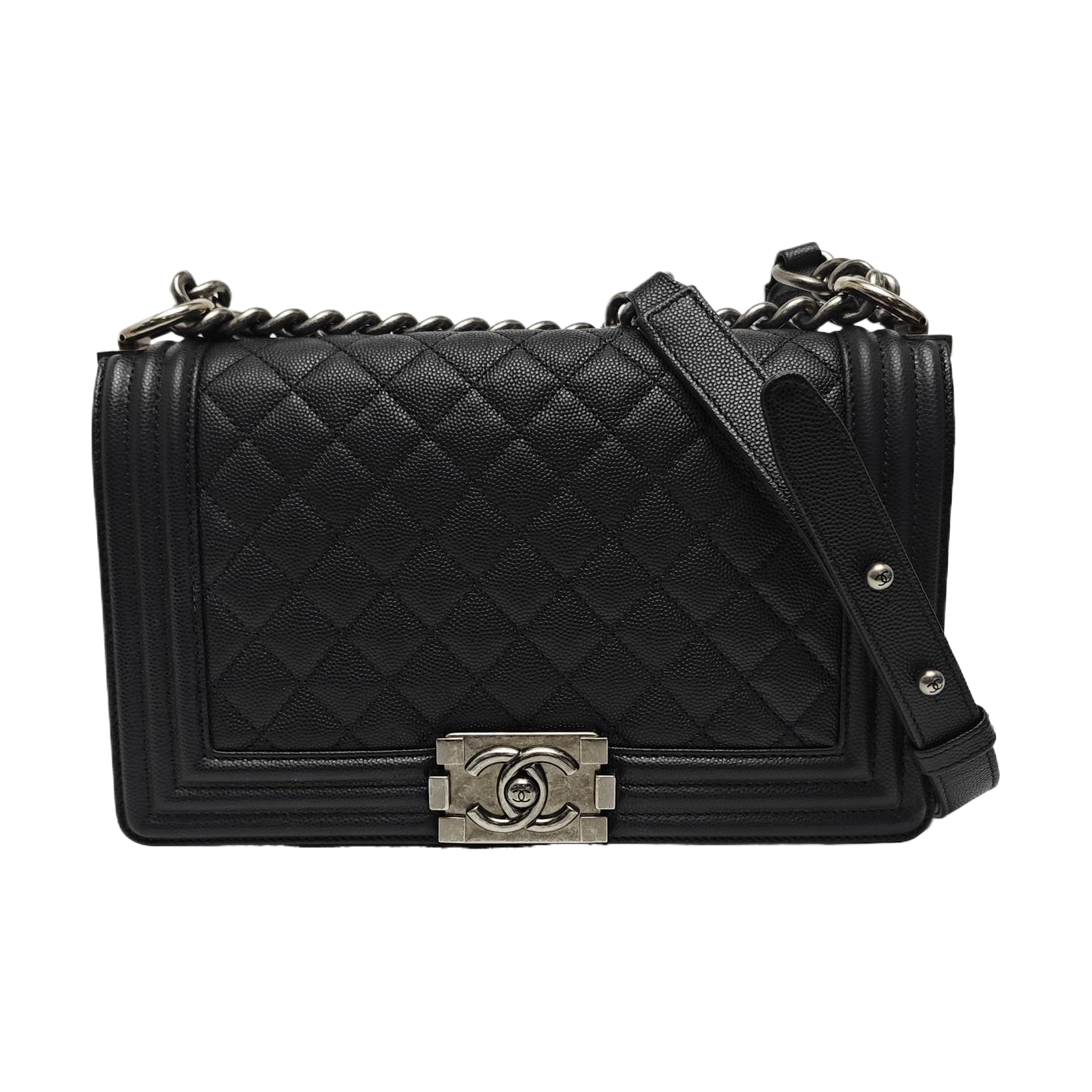 BOY CHANEL Medium Quilted Calfskin Black