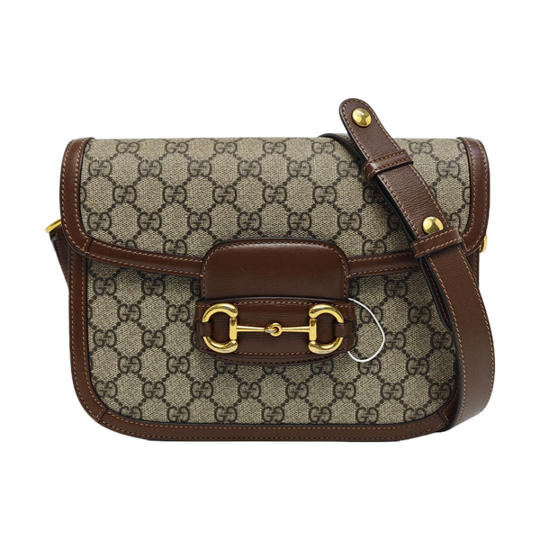 Horsebit 1955 Medium Monogram Coated Canvas Beige