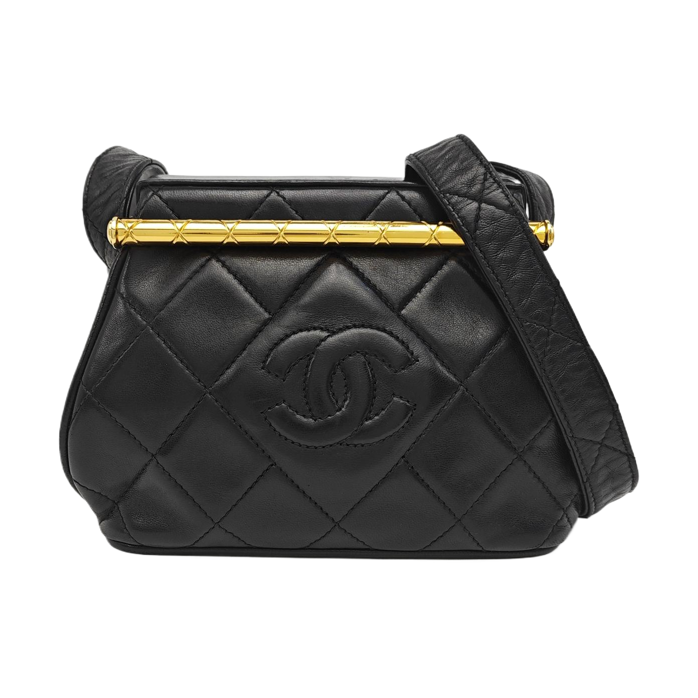 Quilted Lambskin Shoulder Bag Black