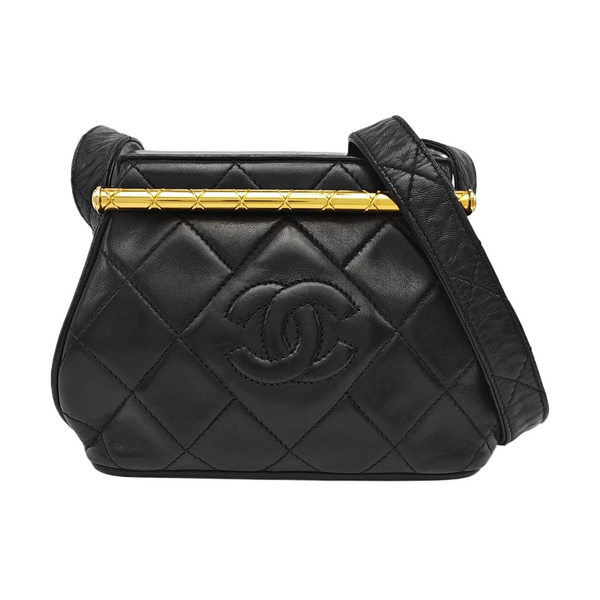 Quilted Lambskin Shoulder Bag Black