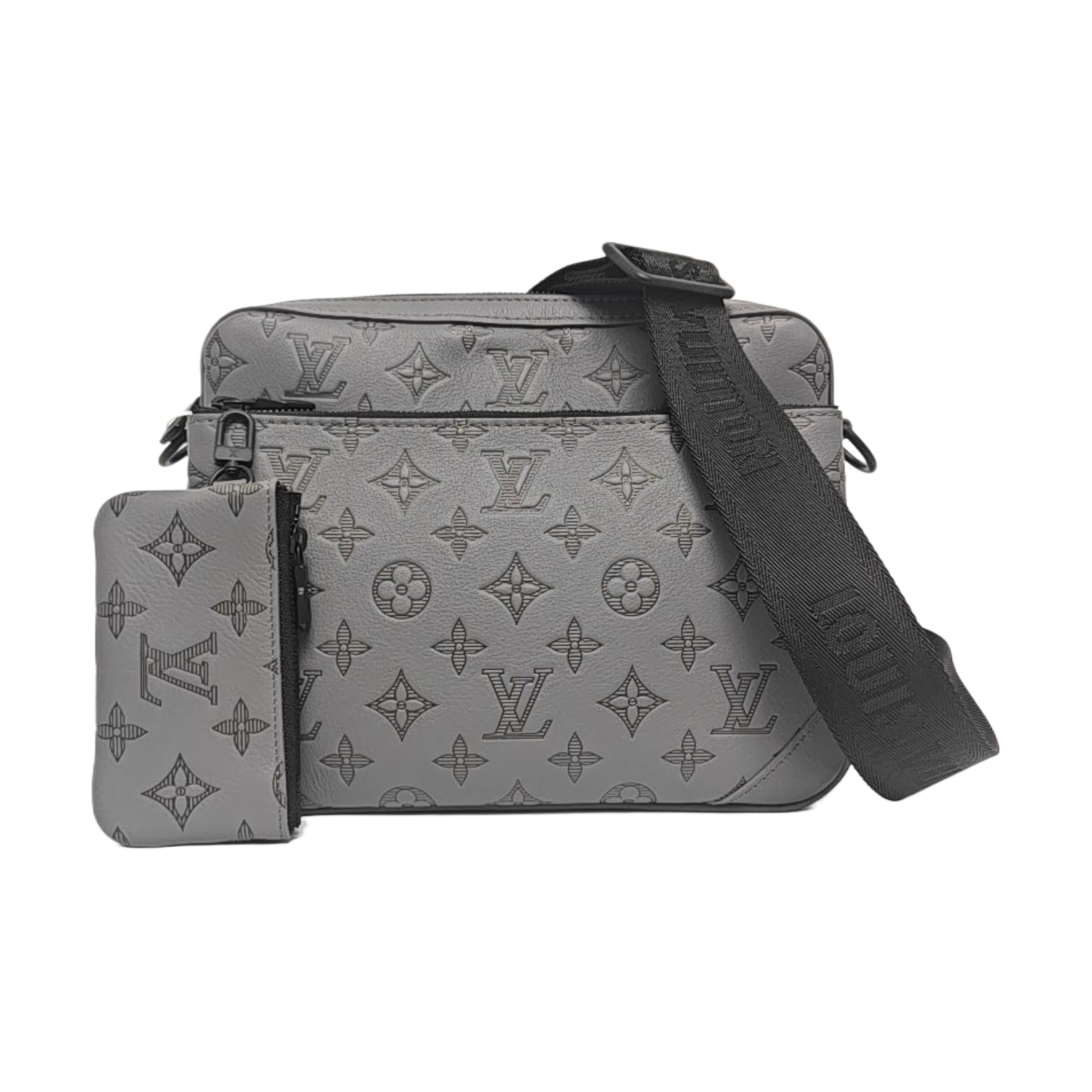 TRIO Monogram Calfskin Gray
