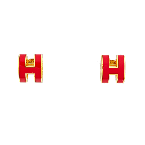 Pop H Metal Gold Stud Earrings