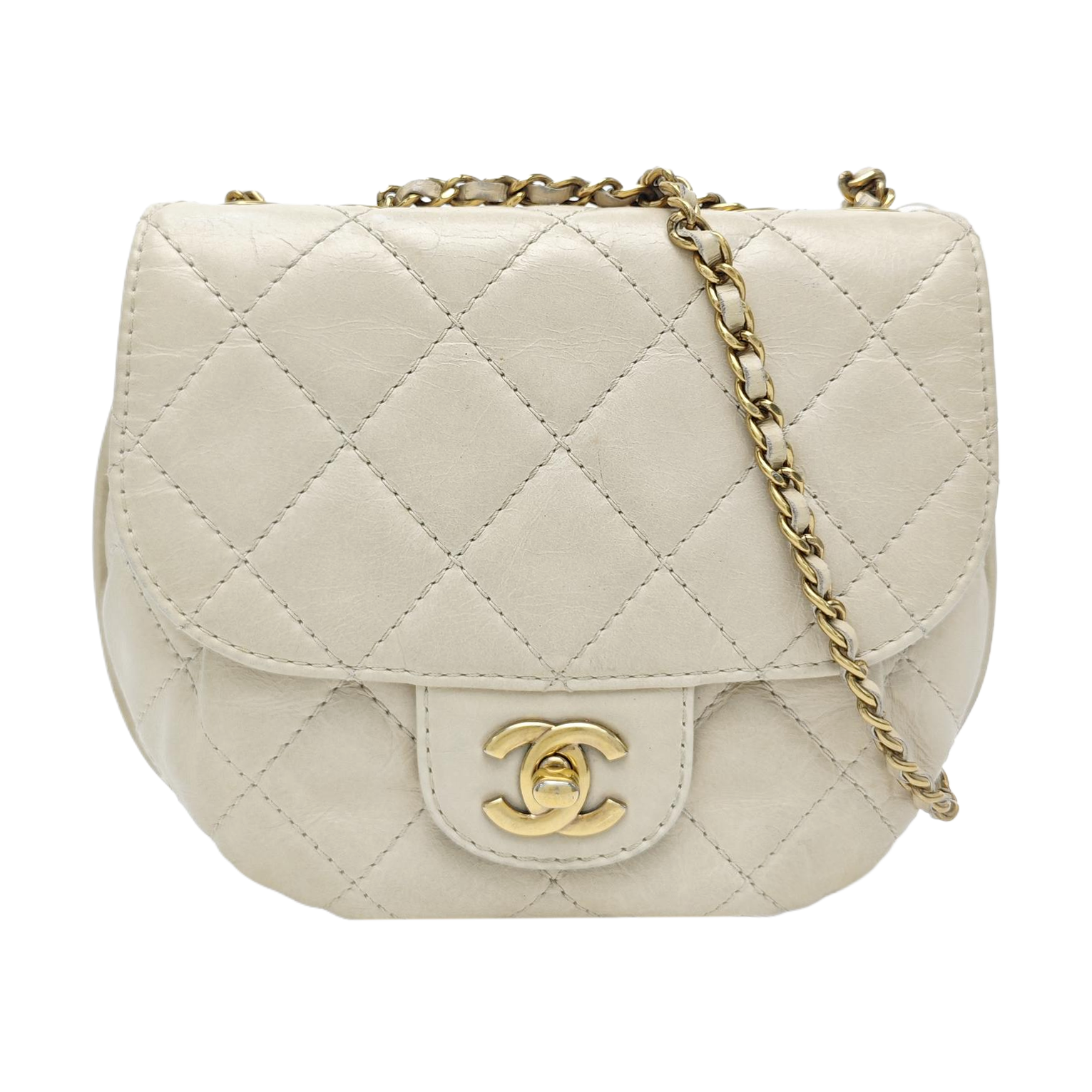 Quilted Calfskin Shoulder Bag Beige