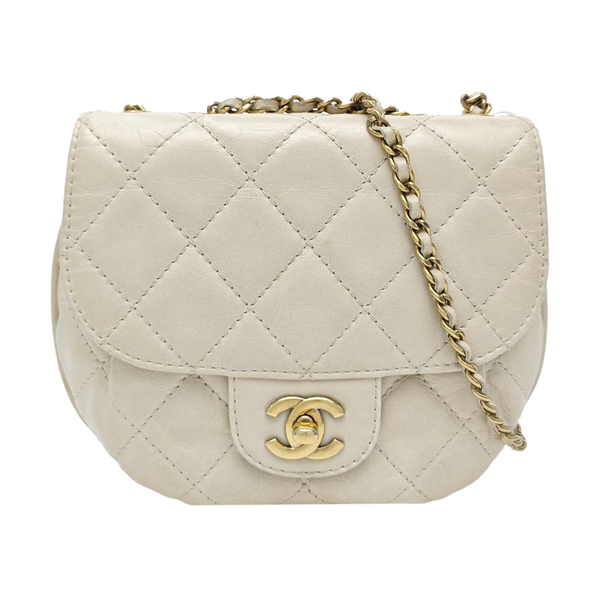 Quilted Calfskin Shoulder Bag Beige