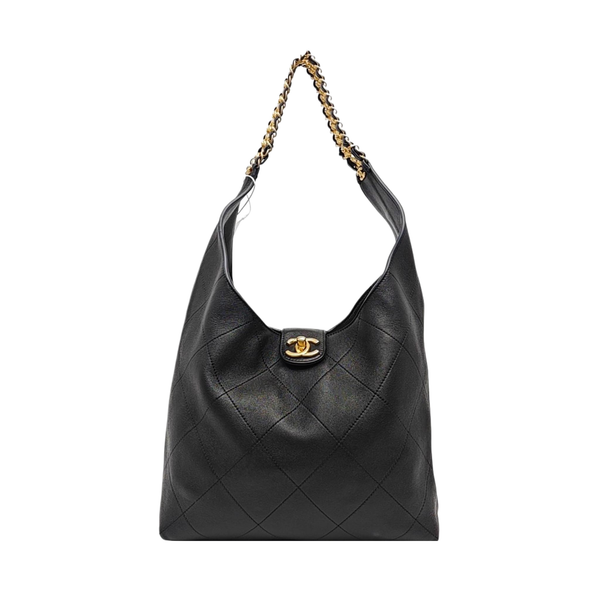 Quilted Lambskin Shoulder Bag Black
