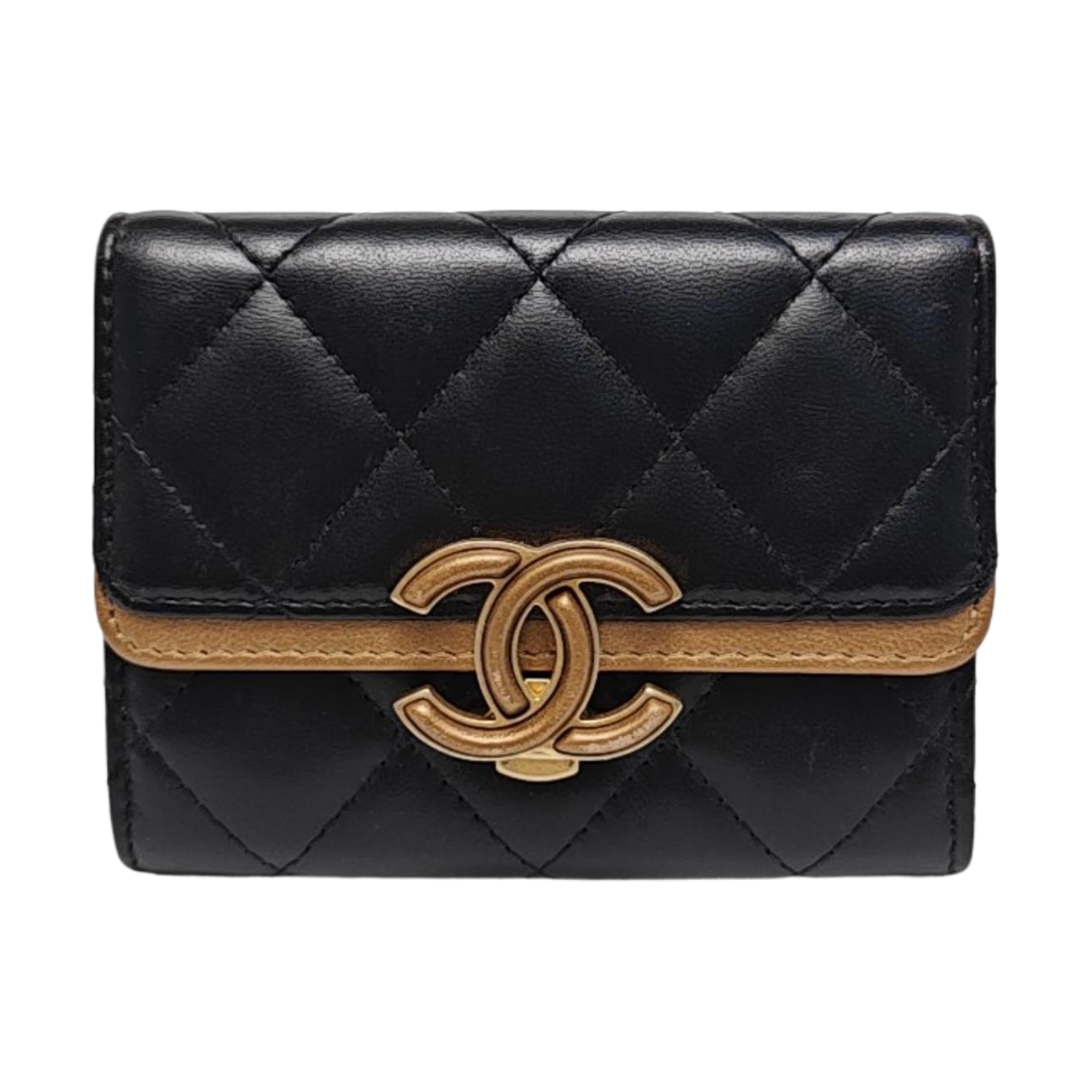 Quilted Lambskin Card Holder Black