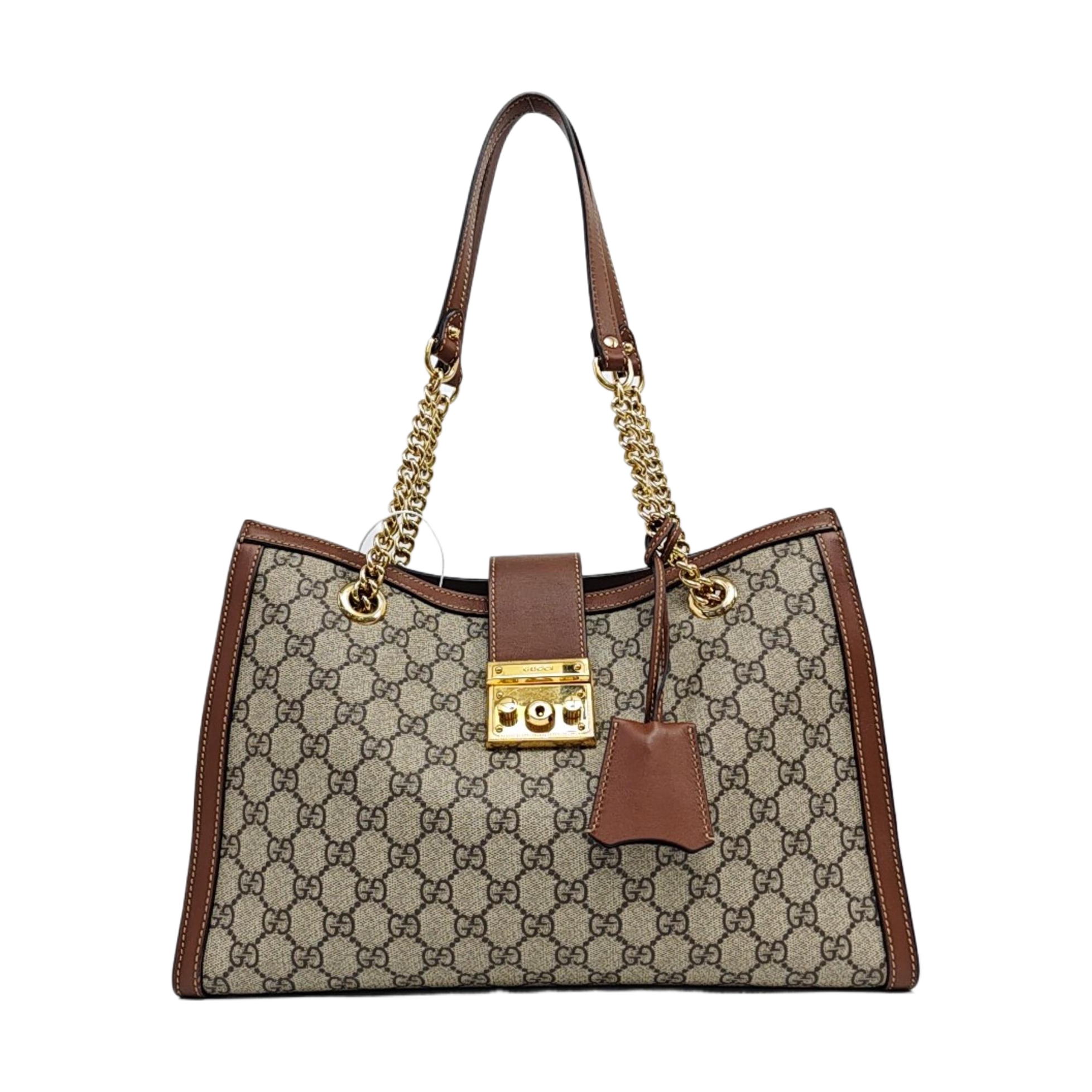 Padlock Medium Monogram Coated Canvas Beige