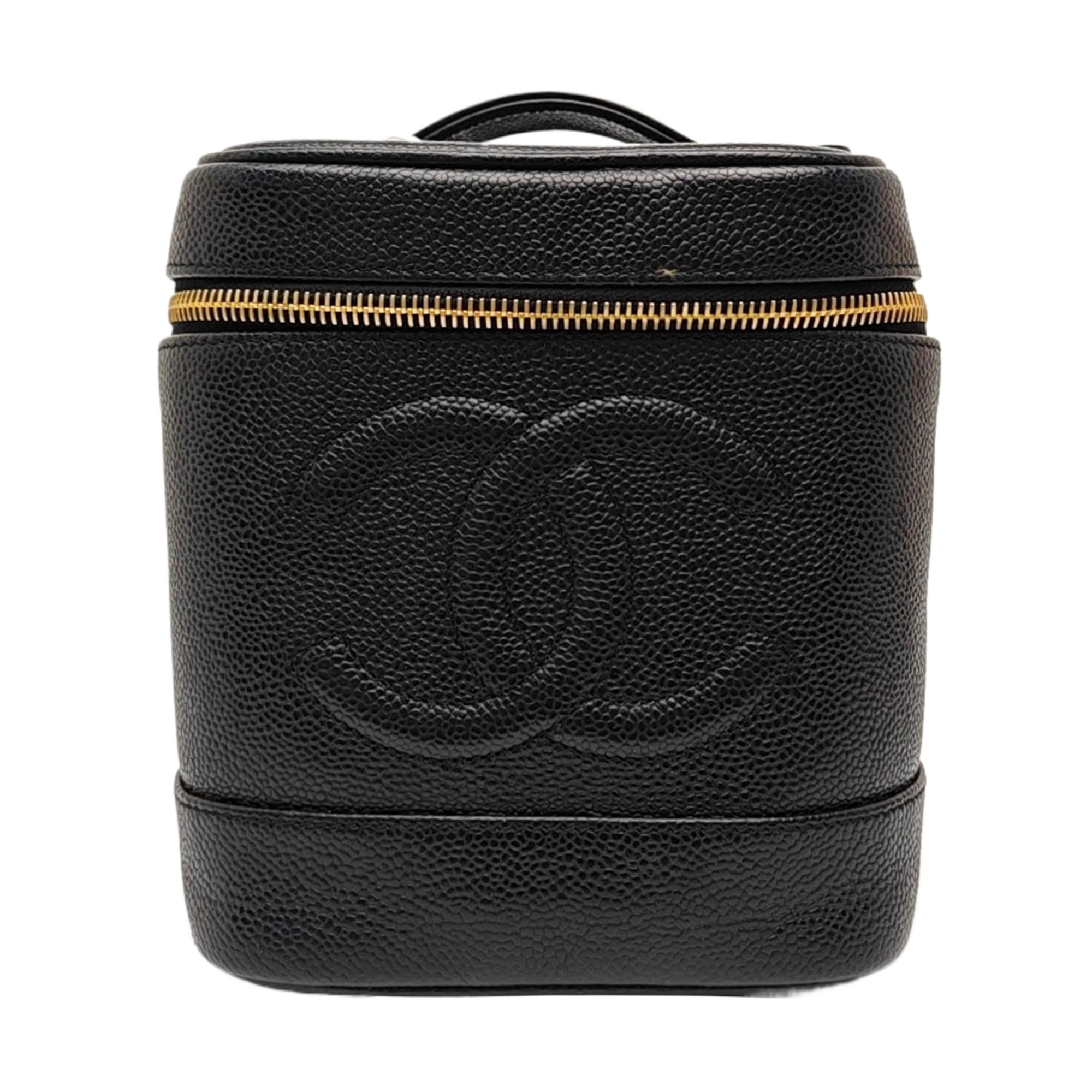 VINTAGE COSMETIC BAGS Grained Calfskin Black
