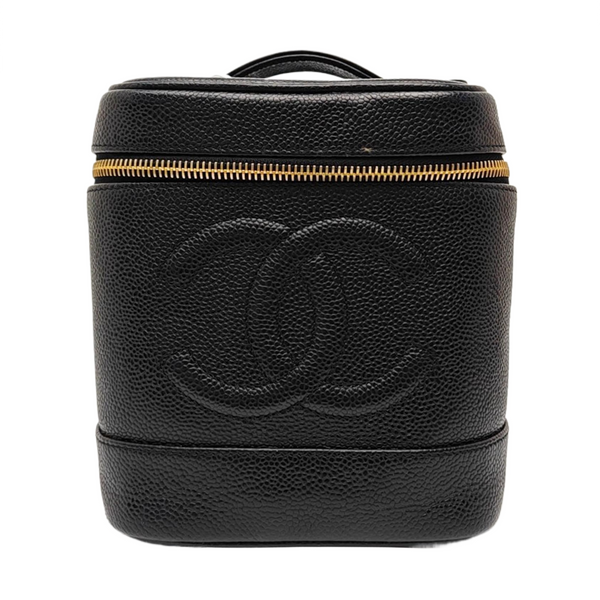 VINTAGE COSMETIC BAGS Grained Calfskin Black