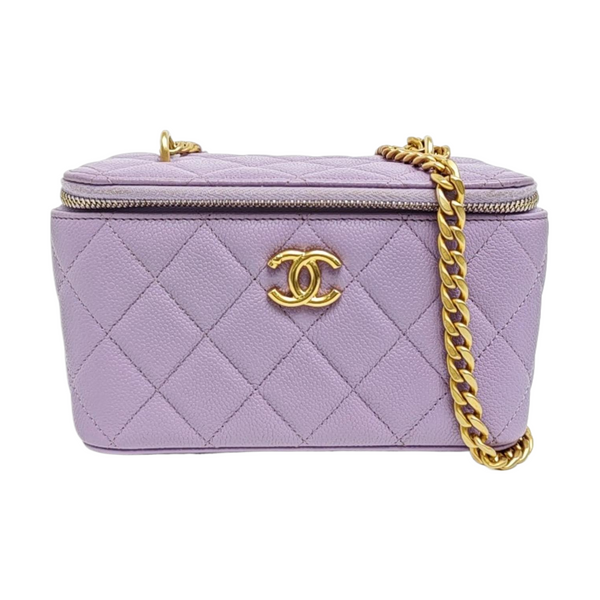 VANITY CASE Small Quilted Grained Calfskin Purple
