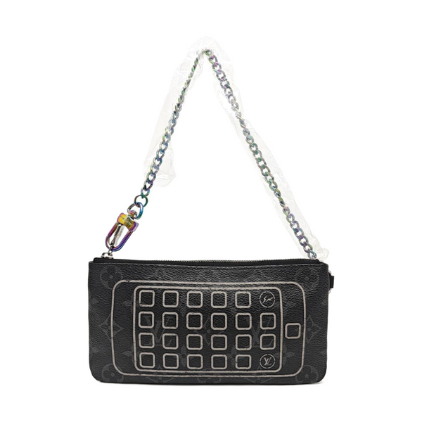 Monogram Coated Canvas Shoulder Bag Gray