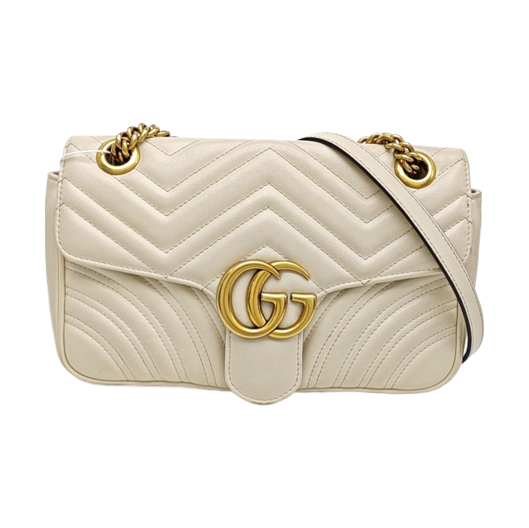 GG Marmont Medium Quilted Calfskin White