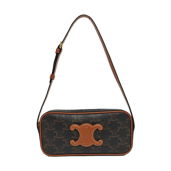 Coated Canvas Shoulder Bag Brown