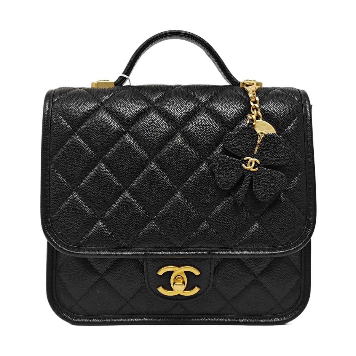 Quilted Grained Calfskin Backpack Black