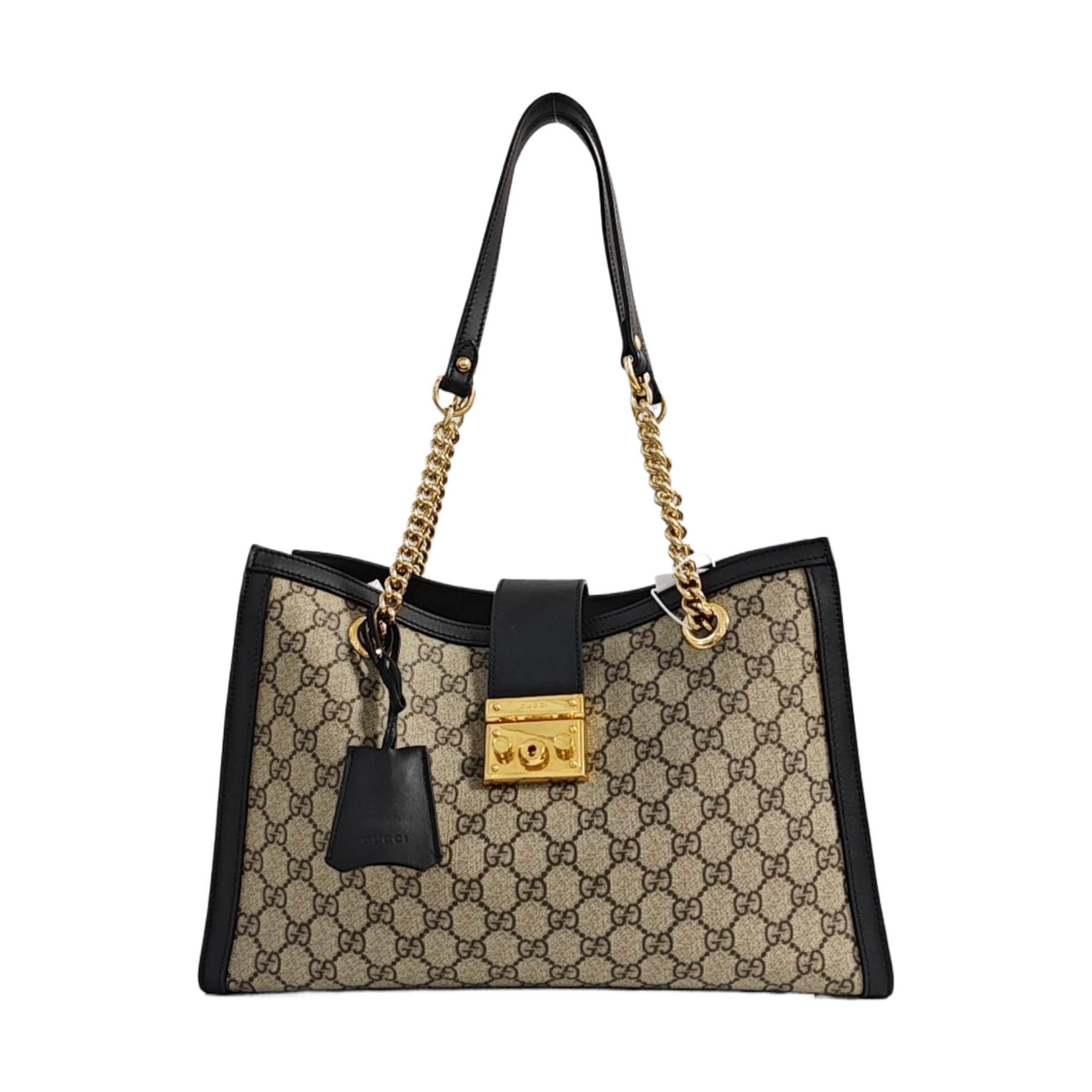 Padlock Medium Monogram Coated Canvas Beige