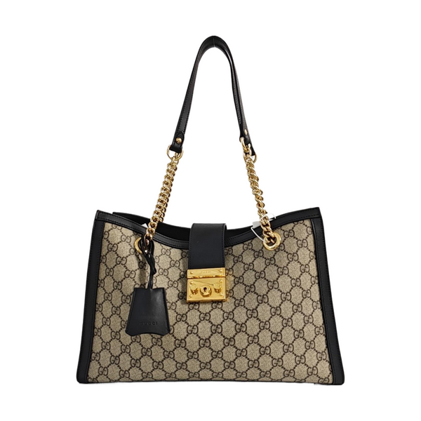 Padlock Medium Monogram Coated Canvas Beige