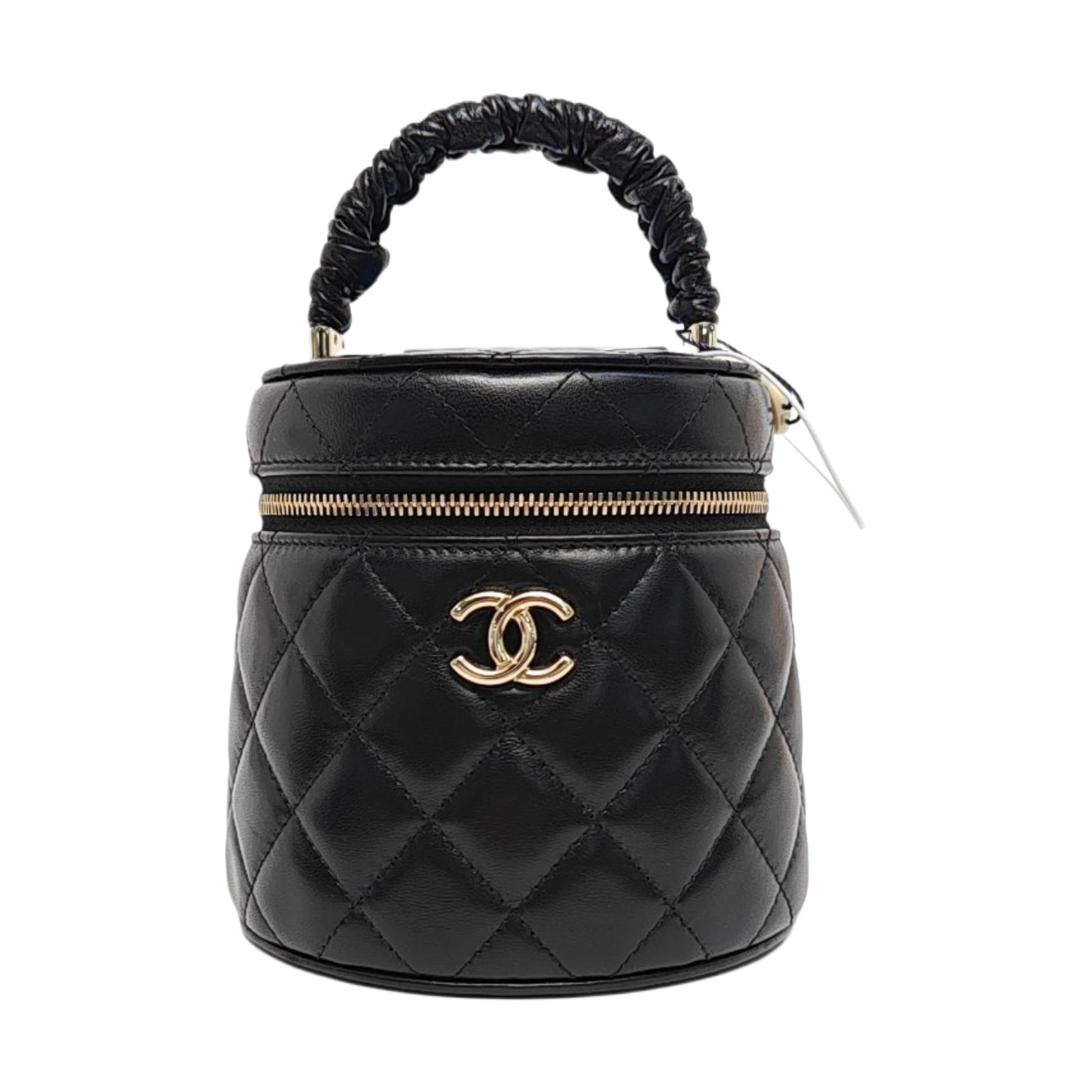 Authenticated pre-owned  TRENDY CC Quilted Lambskin Black - Top Handle Bag at Looply