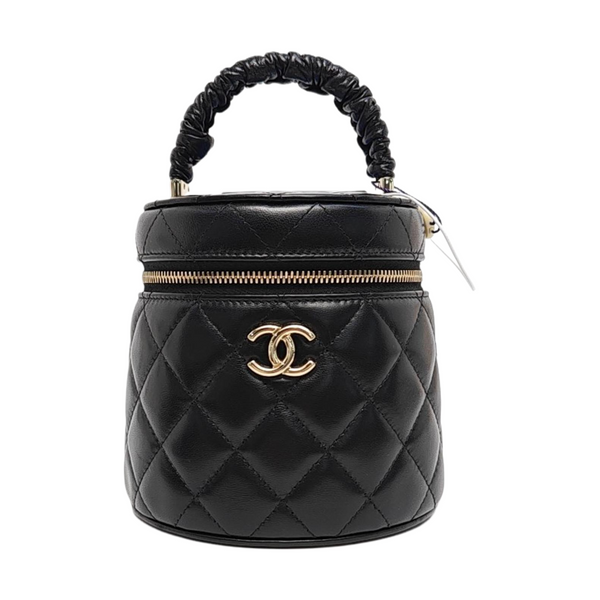 Authenticated pre-owned  TRENDY CC Quilted Lambskin Black - Top Handle Bag at Looply