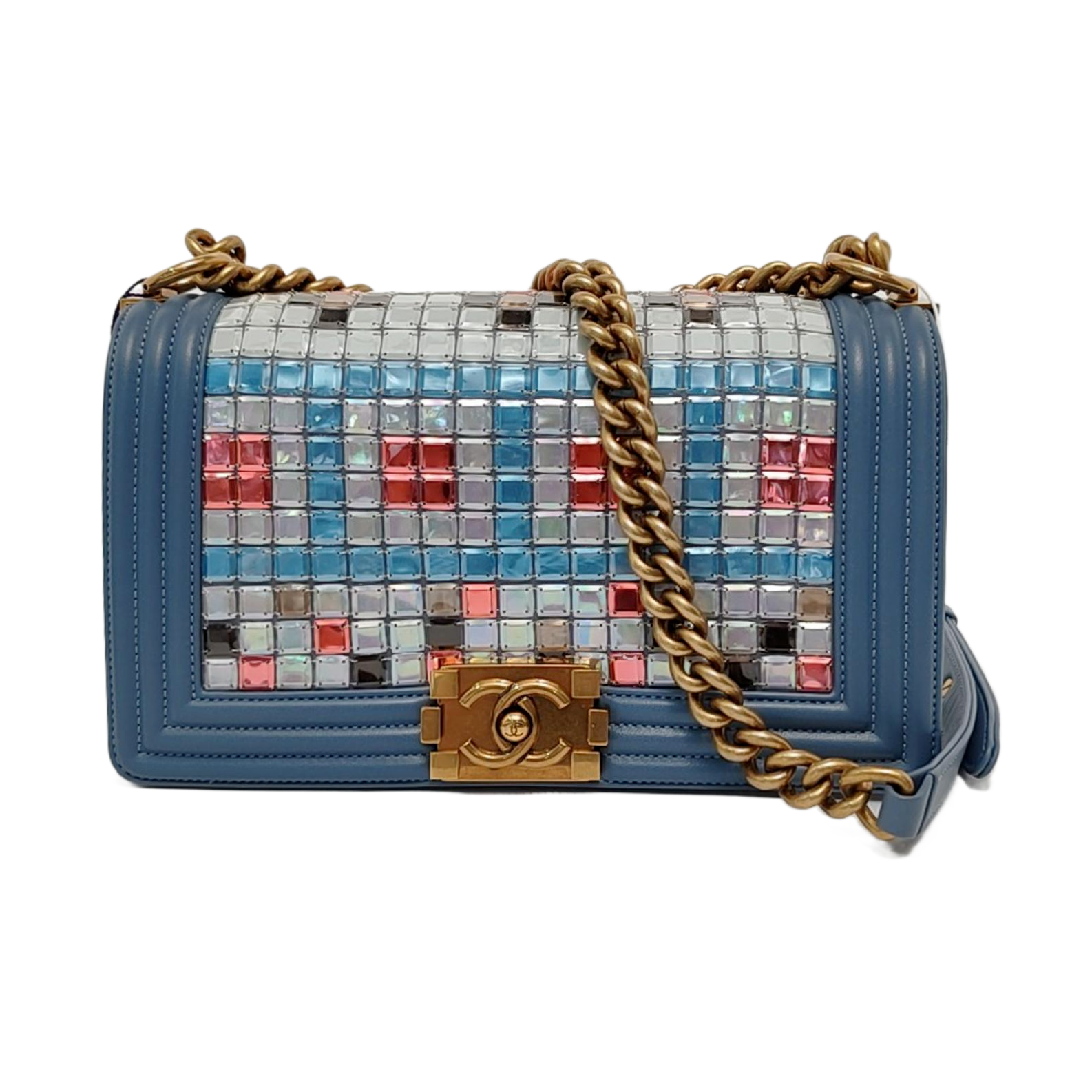 Authenticated pre-owned  BOY CHANEL Lambskin Blue - Shoulder Bag at Looply