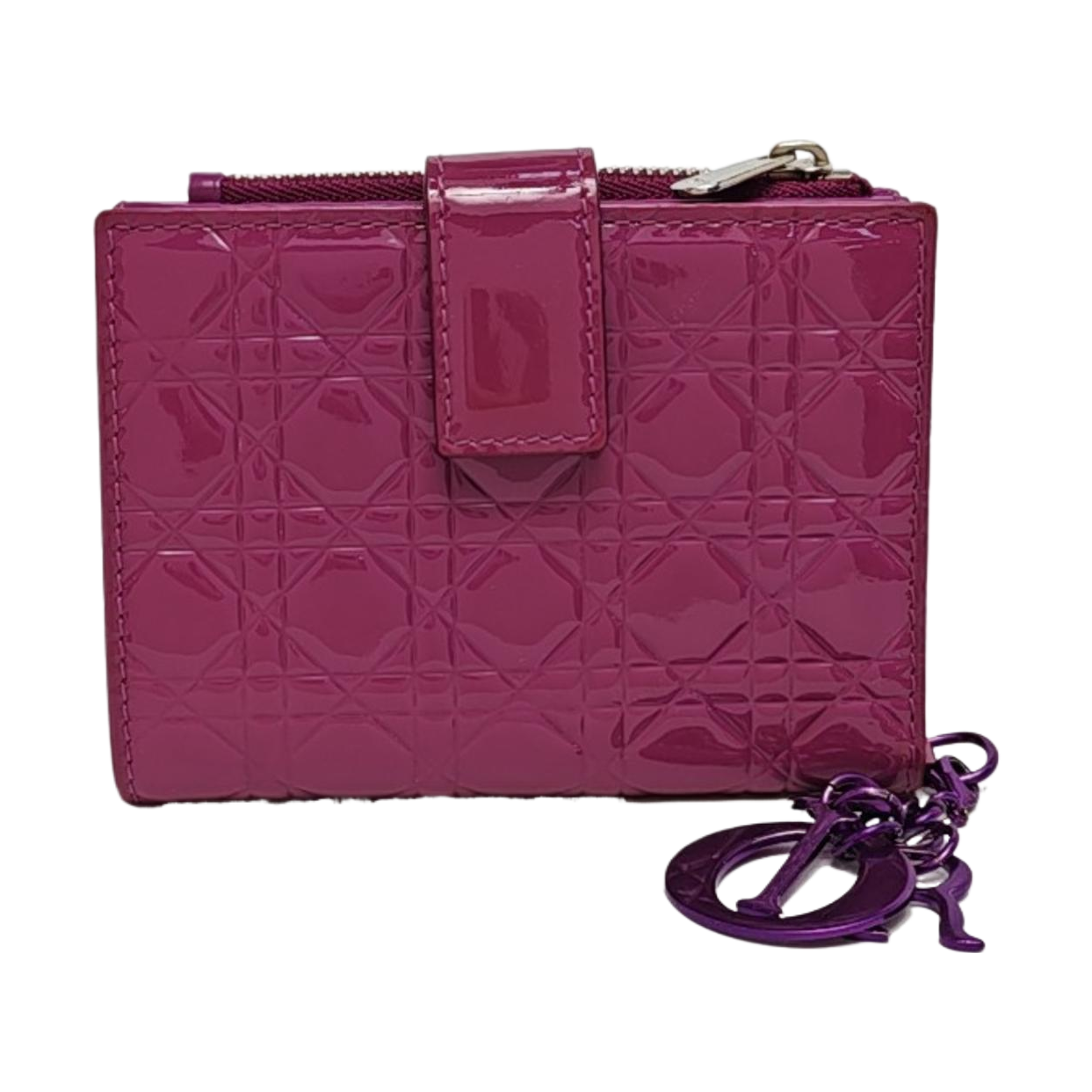 Authenticated pre-owned  Lady Dior Cannage Patent Leather Purple Wallet - Wallet at Looply