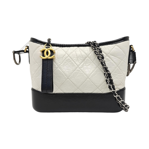 GABRIELLE Small Quilted Calfskin White