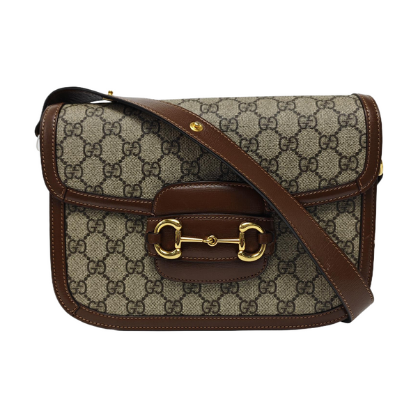 Horsebit 1955 Medium Monogram Coated Canvas Beige