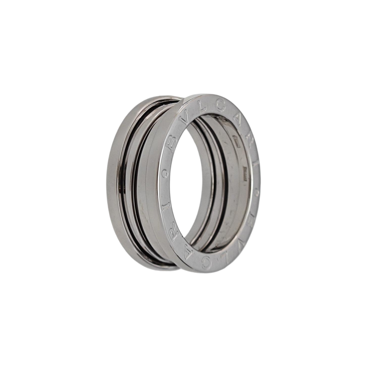 B.ZERO1 18k White Gold Silver Ring EU 52