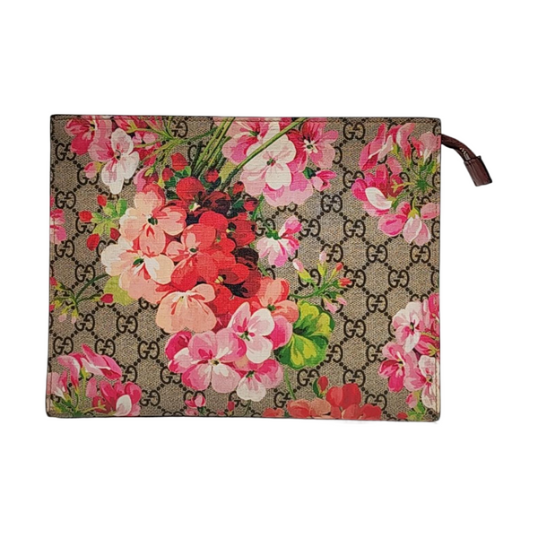 GG Blooms Large Monogram Coated Canvas Beige