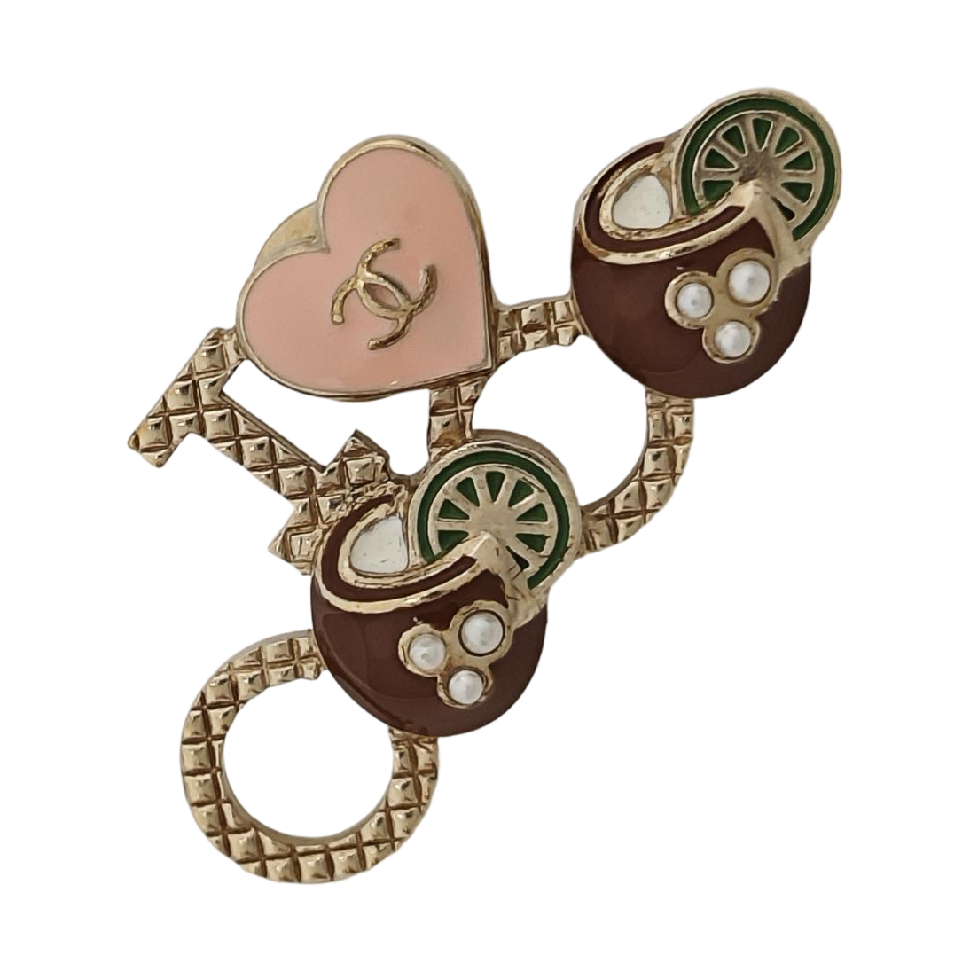 CC Logo Metal Multicolor Brooch