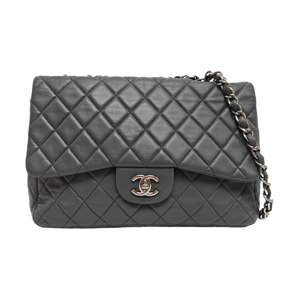 Large Quilted Calfskin Gray