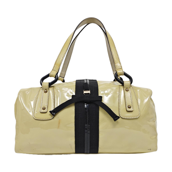 Patent Leather Top Handle Bag Yellow