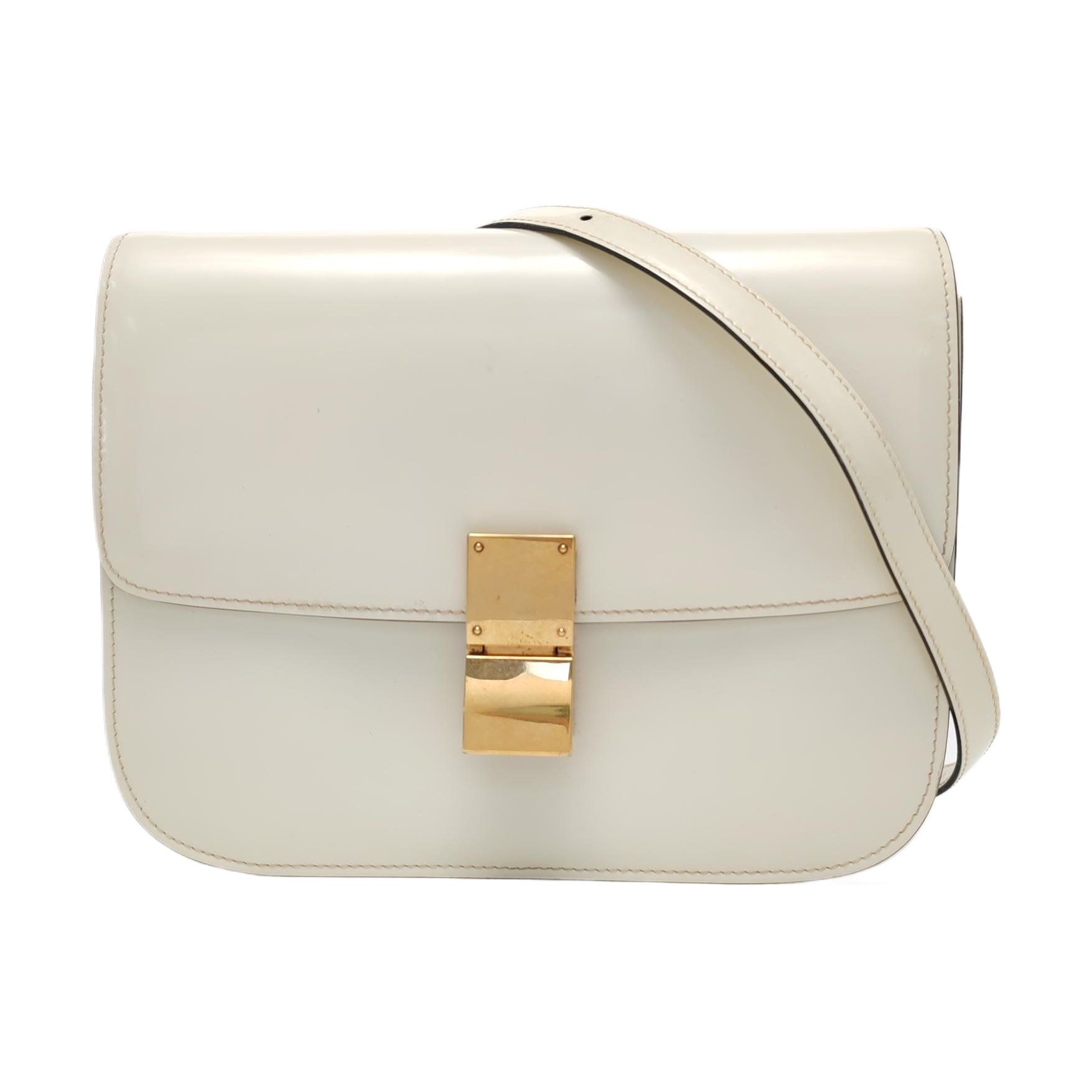 Authenticated pre-owned  CLASSIC BOX Medium Calfskin White - Crossbody Bag at Looply