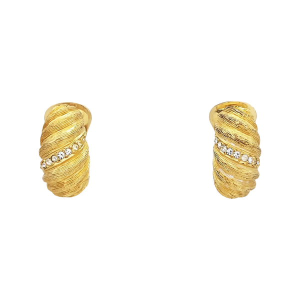 Twist Round Metal Gold Clip On Earrings