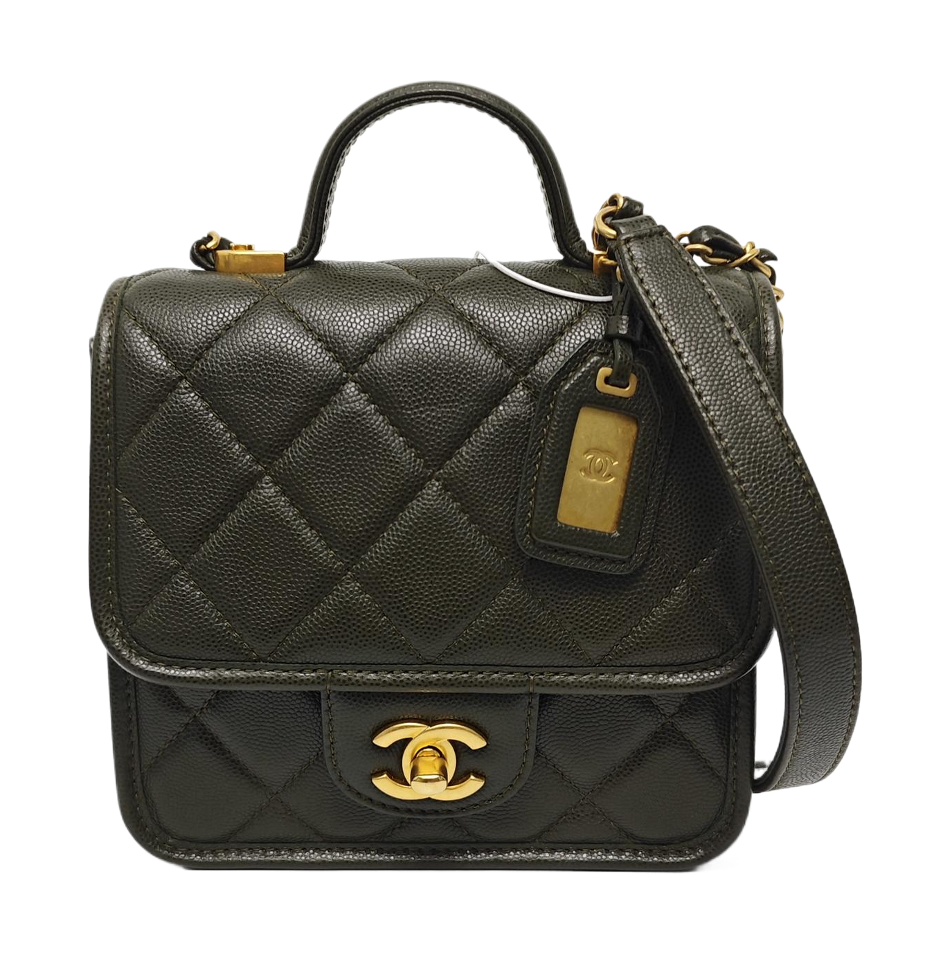 Quilted Grained Calfskin Small Green