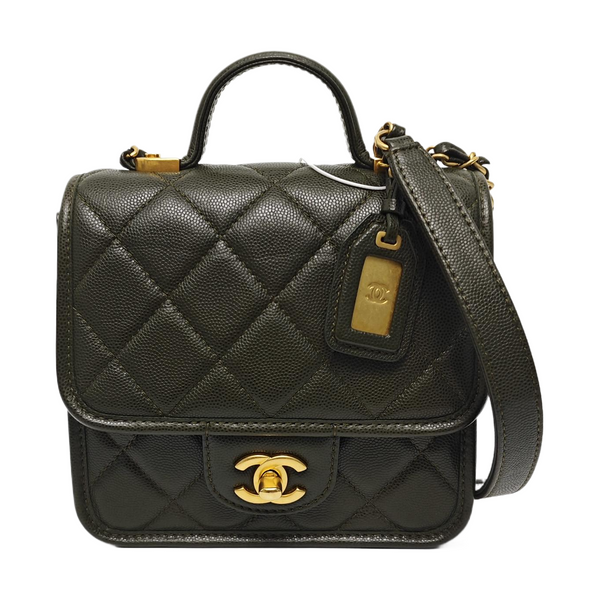 Quilted Grained Calfskin Small Green