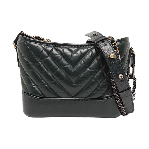 Authenticated pre-owned  GABRIELLE Small Chevron, Quilted Calfskin Green - Shoulder Bag at Looply