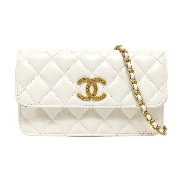Quilted Calfskin Shoulder Bag White