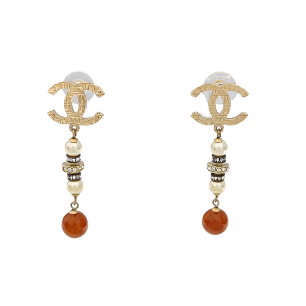CC Logo Metal Gold Earrings