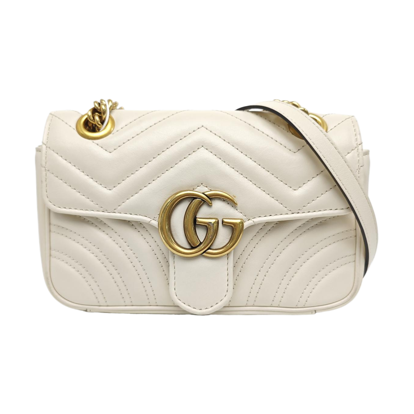 GG Marmont Small Quilted Calfskin White