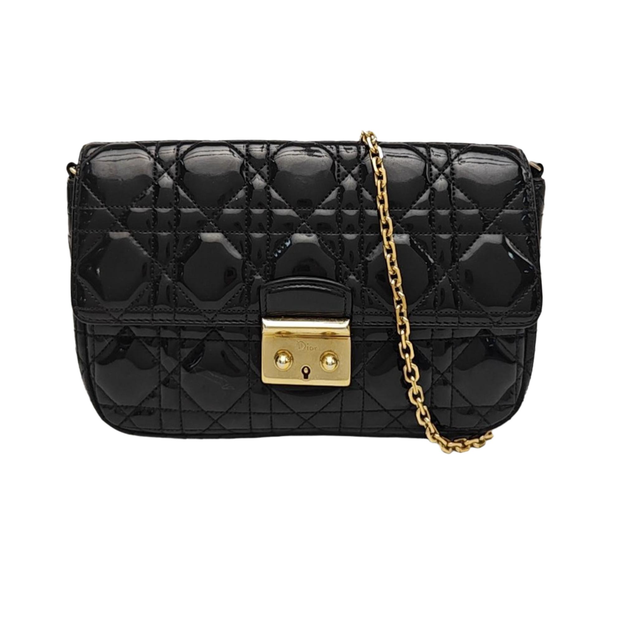 Miss Dior Cannage Patent Leather Black
