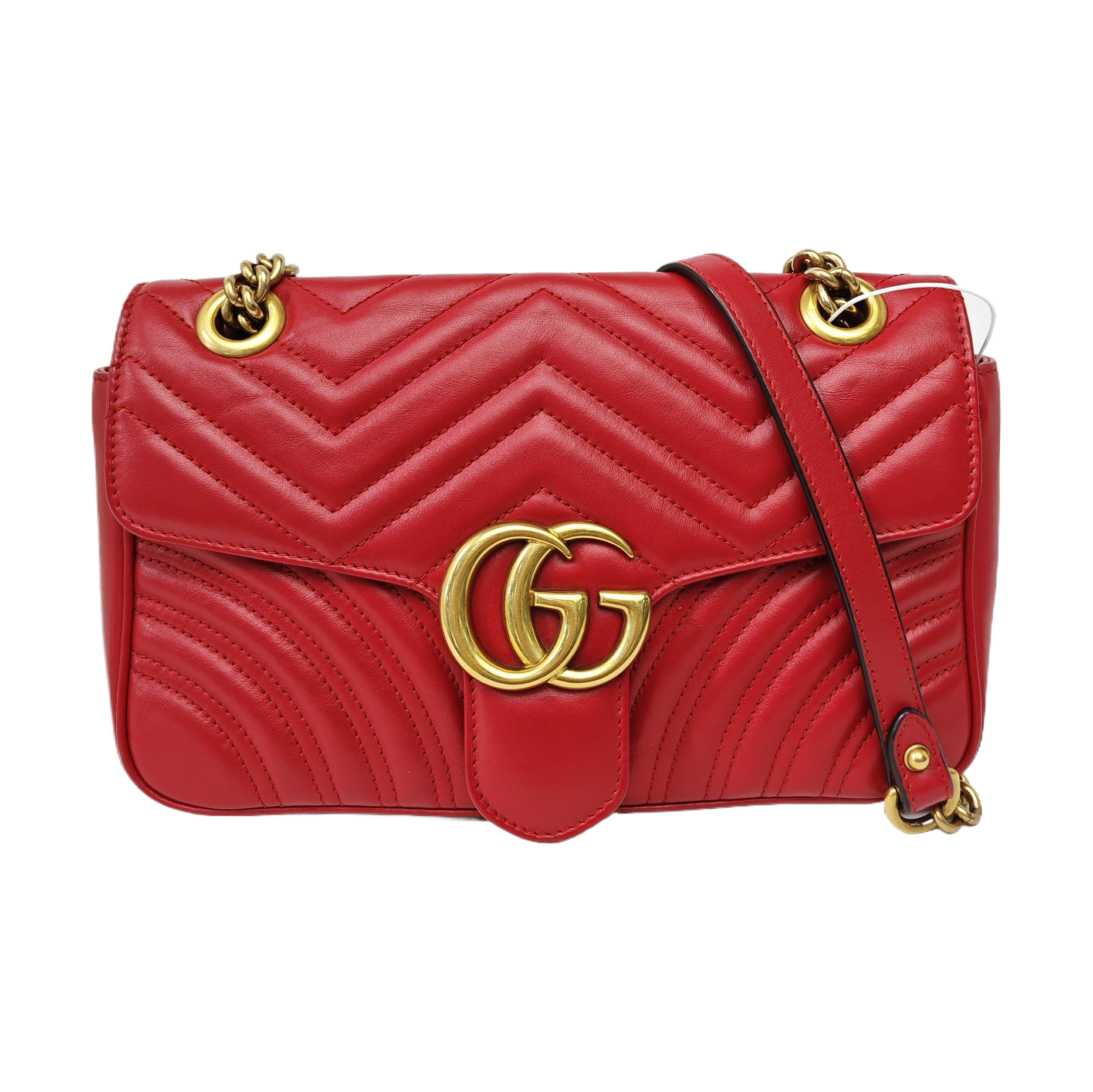 GG Marmont Medium Quilted Calfskin Red